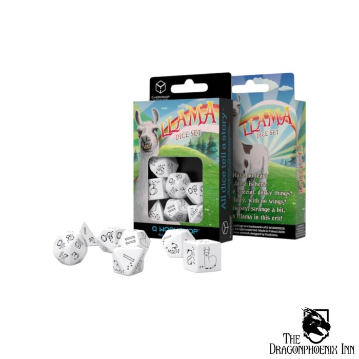 Bright Llama Dice Set (White & Black)