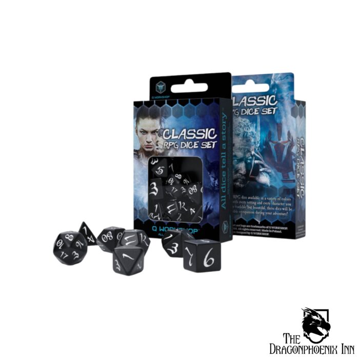 Classic RPG Black & White Dice Set (7)