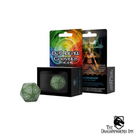 D20 Level Counter Green & White Die (1)