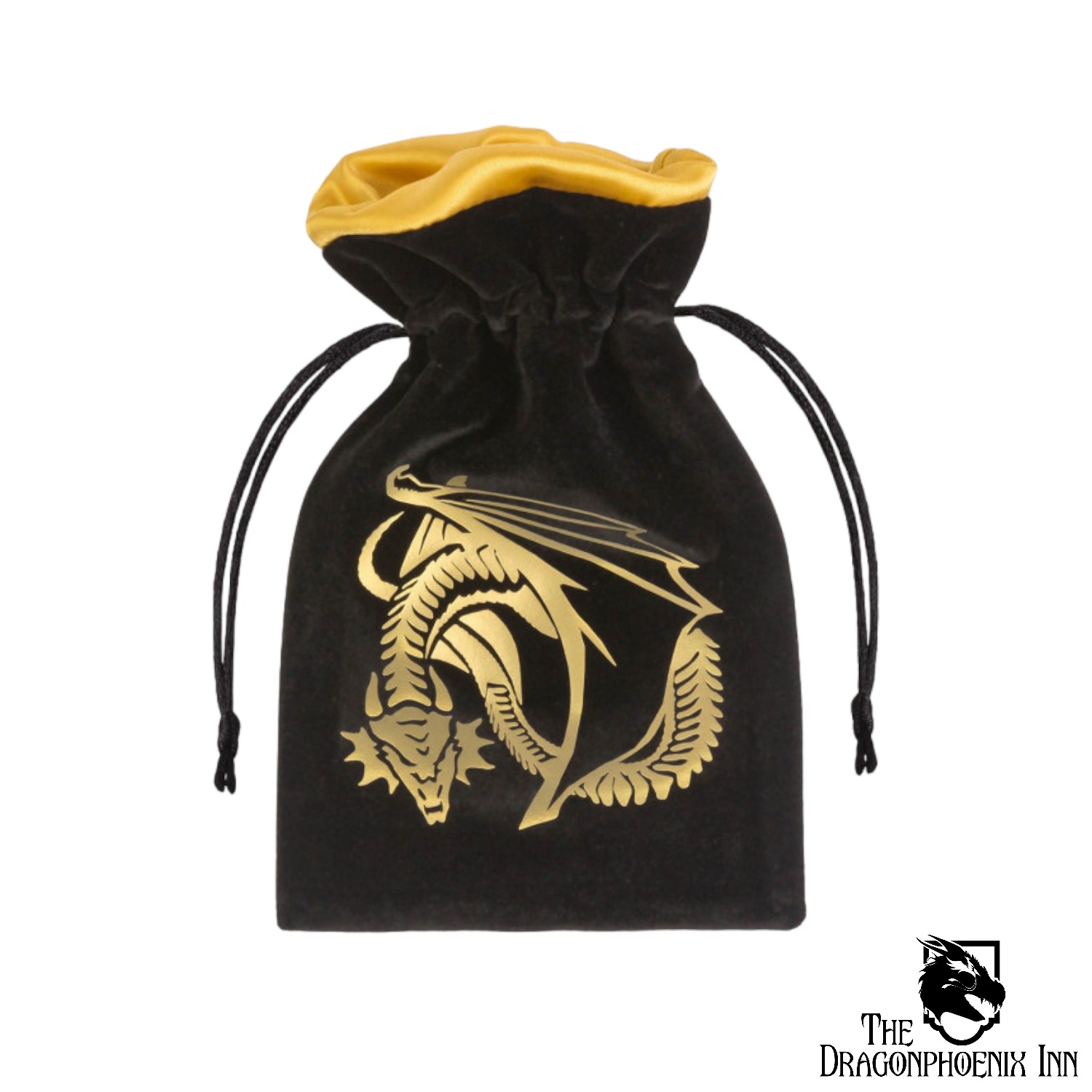 Dragon Black & Golden Velour Dice Bag Dragon Black & Golden Velour Dice Bag