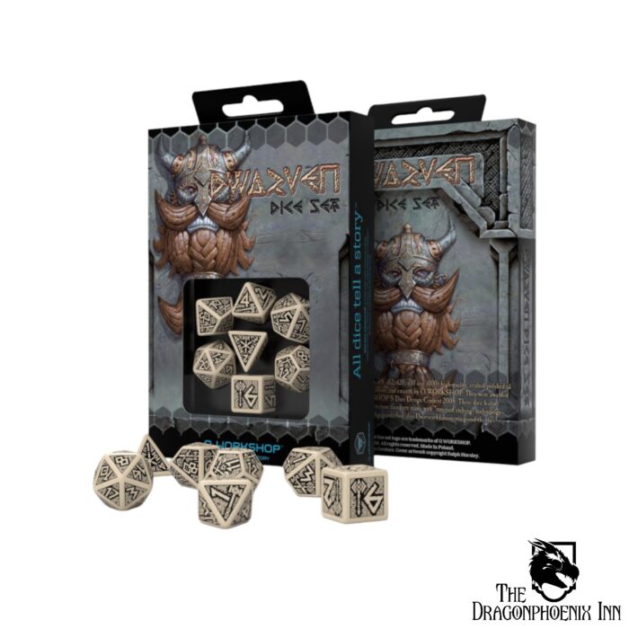 Dwarven Beige & Black Dice Set (7)