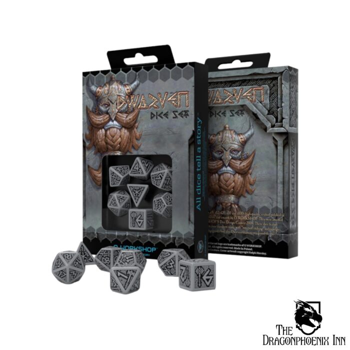 Dwarven Gray & Black Dice Set (7)