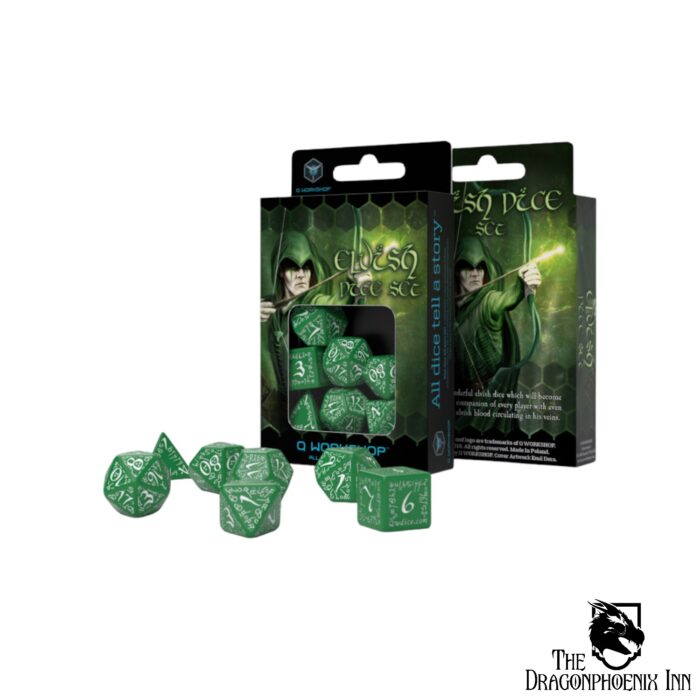 Elvish Green & White Dice Set (7)