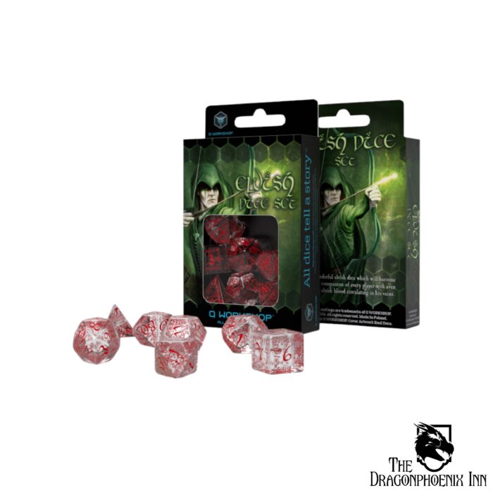 Elvish Translucent & Red Dice Set