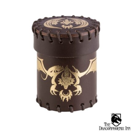 Flying Dragon Brown & Golden Leather Dice Cup