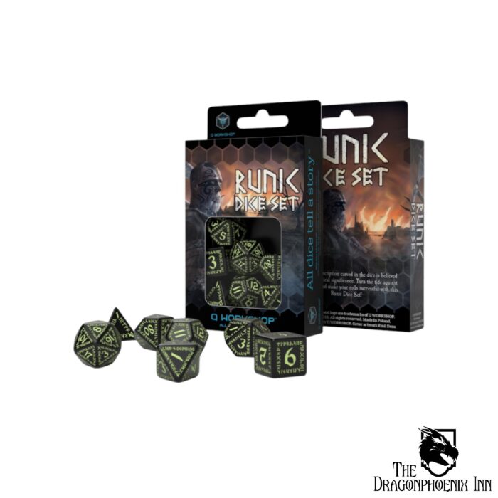 Runic Black & Glow-in-the-dark Dice Set (7)