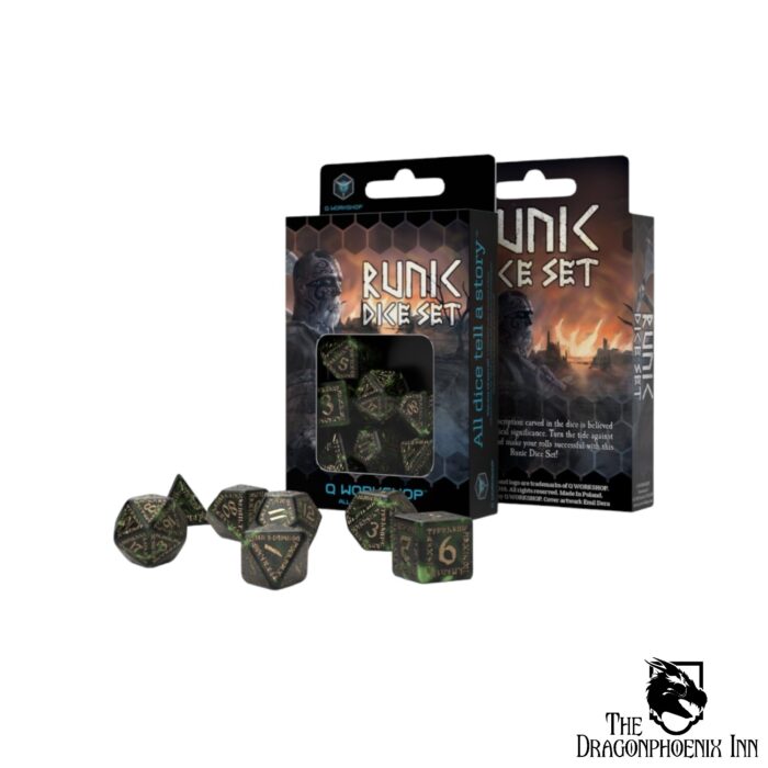 Runic Bottle-Green & Gold Dice Set