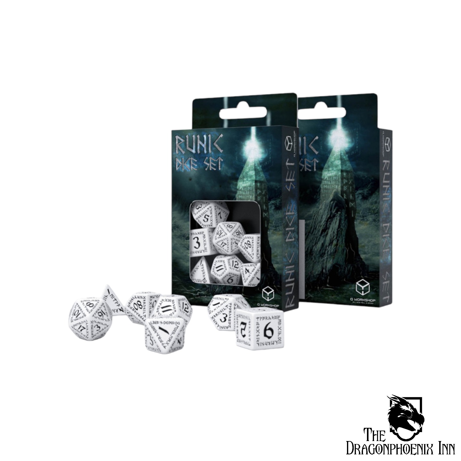 Runic White & Black Dice Set (7) Runic White & Black Dice Set (7)
