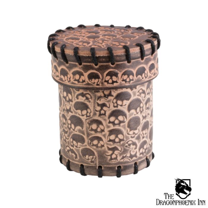 Skull Beige Leather Dice Cup