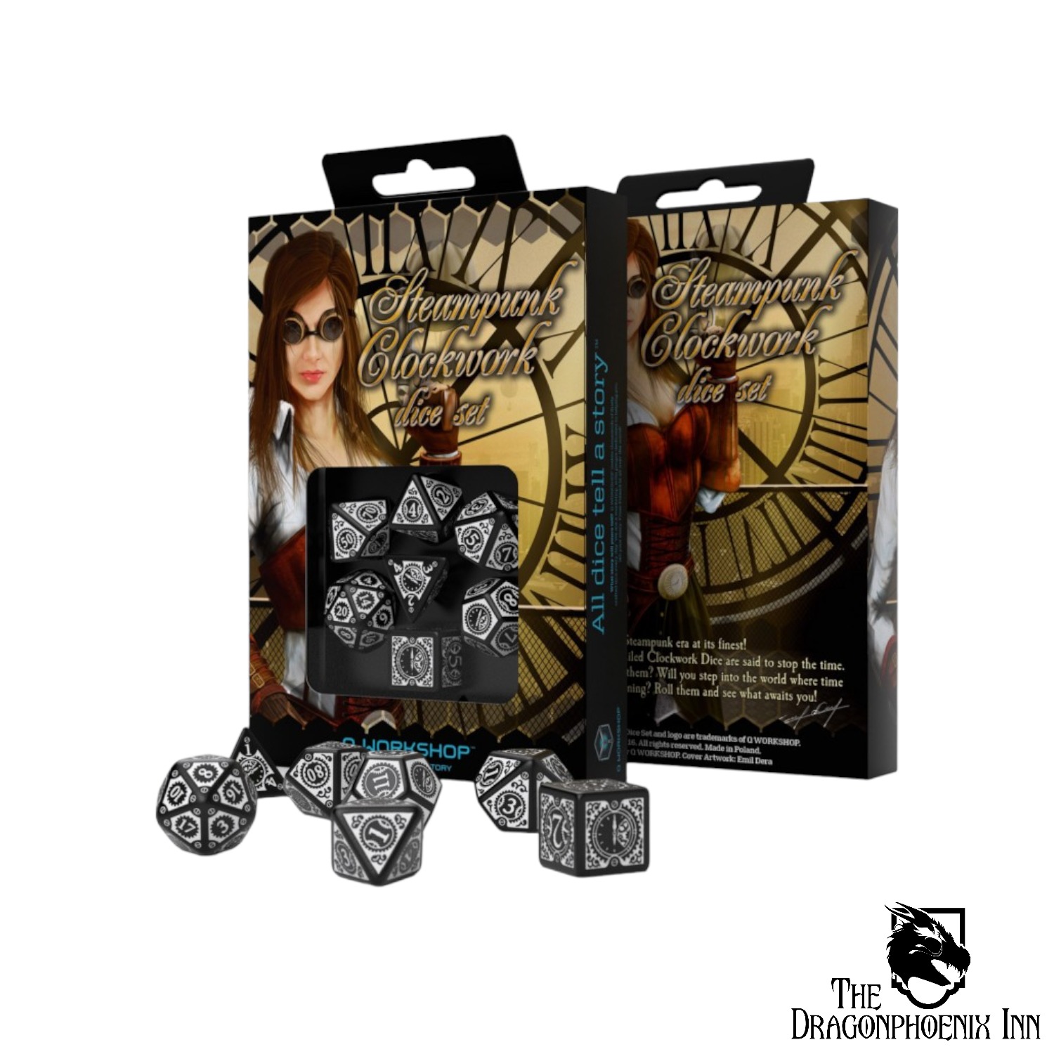 Steampunk Clockwork Black & White Dice Set (7) Steampunk Clockwork Black & White Dice Set (7)