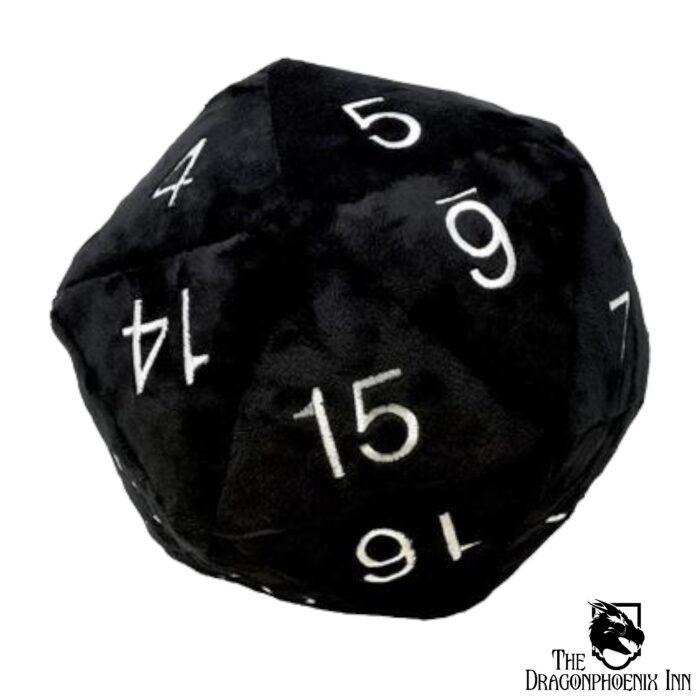 UP - Dice - Jumbo D20 Novelty Dice Plush in Black with White Numbering